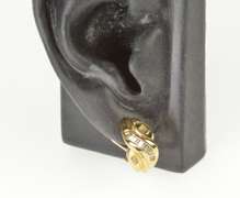 14K Yellow Gold Baguette Diamond Criss Cross French Clip Earrings