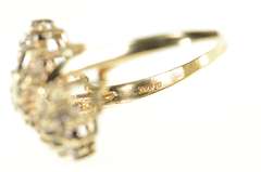 14K Yellow Gold 1.56 Ctw Retro Diamond Bypass Cluster Ring