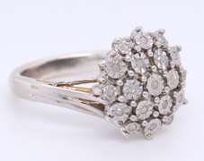 925 Sterling Silver Illusion Diamond Set Ring