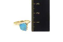 14K Yellow Gold Black Opal Diamond Accent Statement Ring