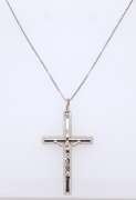 Sterling Silver Cross Pendant on Box Chain Necklace