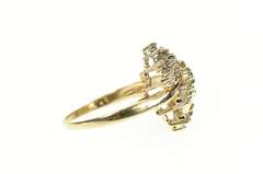 14K Yellow Gold 1.56 Ctw Retro Diamond Bypass Cluster Ring