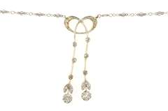 14K Yellow Gold 0.74 Ctw Edwardian Diamond Bow Drop Chain Necklace
