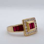 18kt Yellow Gold, Ruby, & Diamond Ring