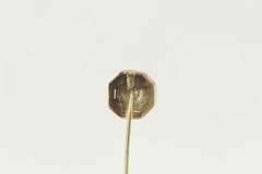 14K Yellow Gold Art Deco Diamond Ornate Etched Squared Stick Pin