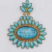 Incredible 18kt Yellow Gold & Turquoise Pendant