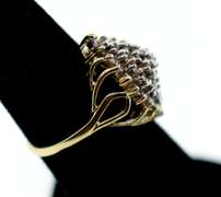 Glittering 10k Gold Diamond Cluster Ring