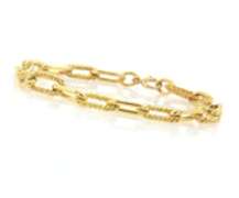 Incredible 18kt Yellow Gold Polished Textured oval Link Papper Clip Bracelet
