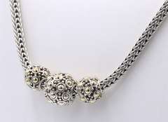 John Hardy Trio Ball Jaisalmer Dot Wheat Chain Necklace