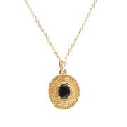 Plated 18KT Yellow Gold 1.52cts Sapphire and Diamond Necklace