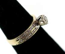 Beautiful Diamond Cluster 10k Gold Ring with Channel Set Diamonds