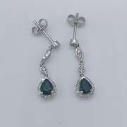 14kt Gold, Blue Sapphire & Diamond Earrings
