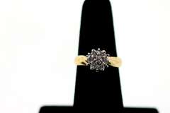 Floral Halo Diamond Ring with 10k Gold