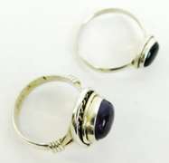 2 Sterling Silver Gemstone Pinkie Rings, 4.25