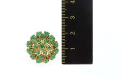 14K Yellow Gold 1960's Green Chrysoprase Retro Cocktail Ring