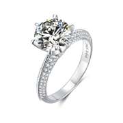 Sparkling 3Ct White Fire Moissanite Solitaire Ring