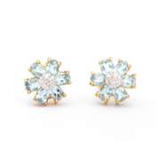 Plated 18KT Yellow Gold 2.02cts Blue Topaz and Diamond Earrings