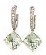 Dazzling Prasiolite and Diamond White Gold Dangle Earrings