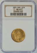 Super Choice BU 1876 Denmark 20 Kroner Gold Piece. NGC MS63