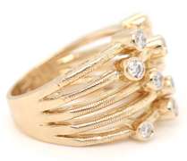 Darling Yellow Gold Diamond Multi Row open Bezel Set Ring