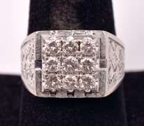Incredible Men's Approx. 0.90CTW Diamond Ring in 14K White Gold