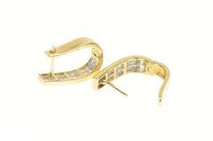 14K Yellow Gold 0.60 Ctw Princess Diamond Squared Hoop Earrings