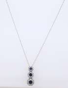 Favorite White Gold 3 Stone Sapphire and Diamond Pendant on Chain
