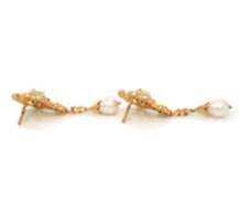 Charming 18kt Pearl and Diamond Vinateg Inspired Dangle Earrings