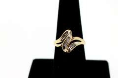 10k Gold Ribbon Baguette Diamond Ring