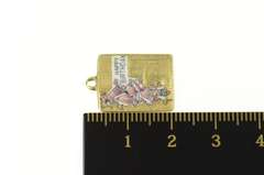 14K Yellow Gold 1960's Enamel Flower Happy Birthday Card Charm/Pendant