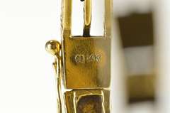 14K Yellow Gold Ornate Diamond Opal Statement Bangle Bracelet