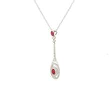 Powerful 18kt oval Rubies and Diamond Double Frame Pendant on Chain