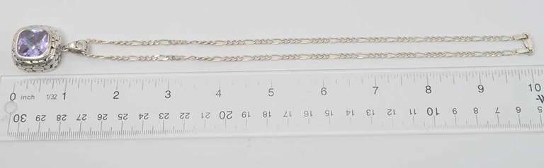 Large Purple Pendant & Chain, Sterling