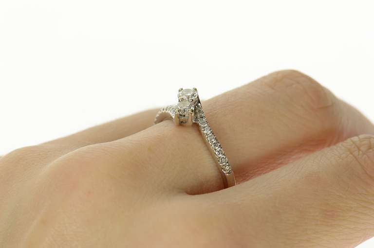 14K White Gold 0.78 Ctw Diamond Bypass Engagement Ring