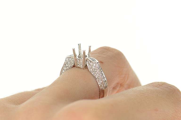 18K White Gold 0.51 Ctw Diamond Semi Mount Engagement Setting Ring