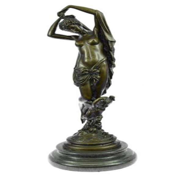 Nude Lady with Angel Bronze Statue