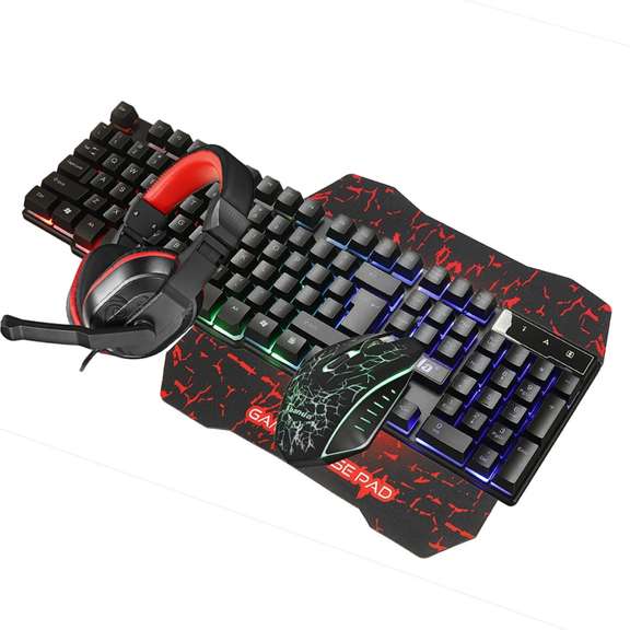 4Pcs Gaming Devices Set 104 Keys LED Gaming Keyboard