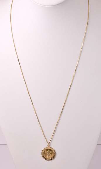 14KT St. Christopher Pendant & Chain