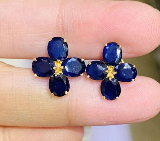 14kt Yellow Gold & Blue Sapphire Earrings