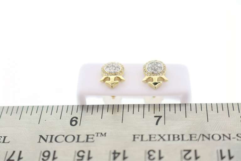 Glowing 10k Yellow Gold Anchor Earrings studded with Diamonds