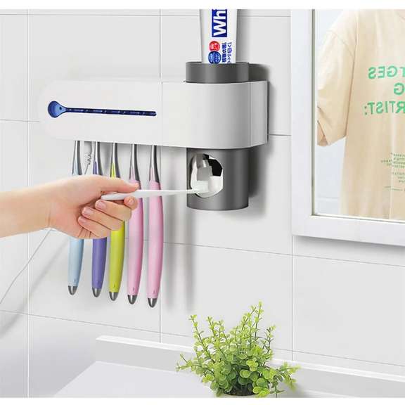 UV Light Sterilization Toothbrush Holder Dispenser