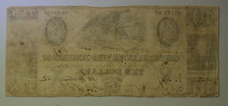 1852 $10 Augusta Insurance & Banking Co. Georgia Note