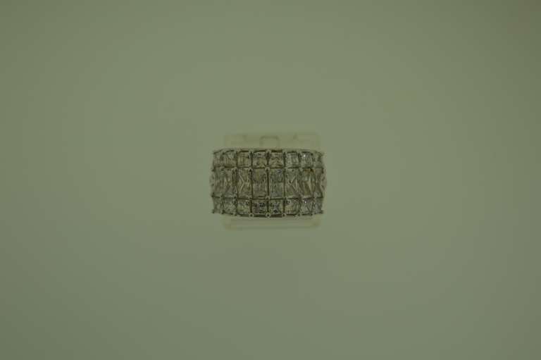 Sterling Silver Three Row Crystal Wide Ring