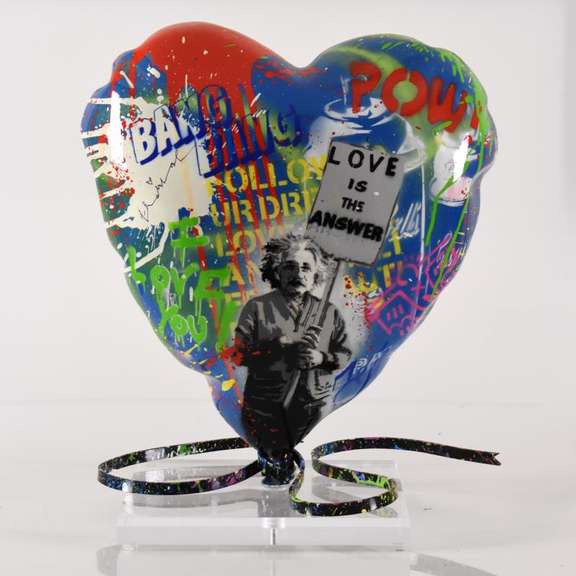Mr. Brainwash, "Balloon Heart" Original Mixed Media Sculpture, Hand Signed with Certificate of Authenticity.