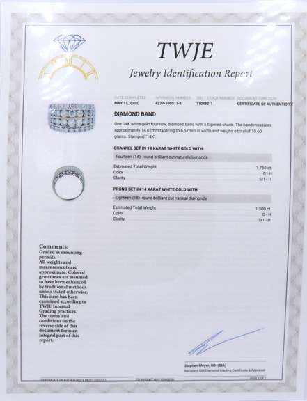 Eyecatching Whiet Gold Four Row Diamond Band