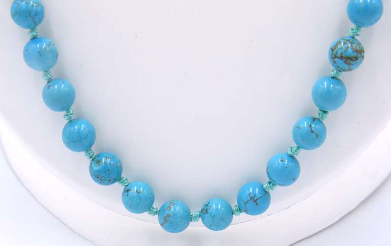Turquoise Beads Long Necklace