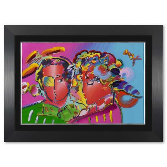 Peter Max, "Zero in Love" Framed One-Of-A-Kind Acrylic Mixed Media (46" x 34"), Hand Signed with Letter of Authenticity.