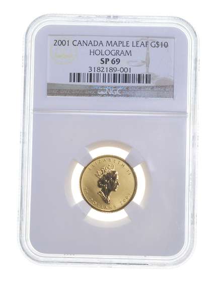 SP69 2001 $10 Canada Gold Maple Leaf - Hologram - Graded NGC