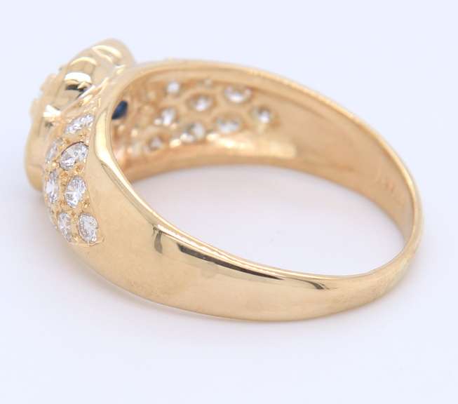 Fantastic Yellow Gold Flower Style Sapphire and Diamond Ring
