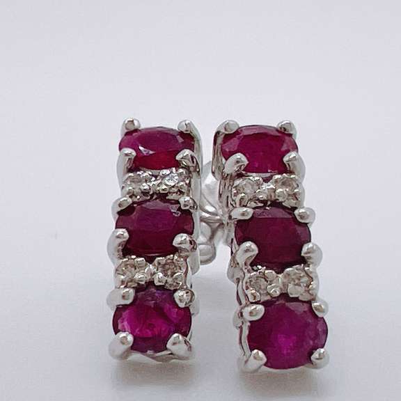 14kt Gold, Ruby, & Diamond Earrings
